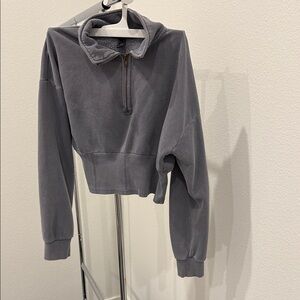 Blue-Gray Women's Half-Zip Pullover Top